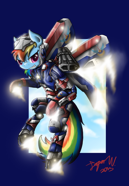 Size: 1600x2300 | Tagged: artist:jasper77wang, crossover, derpibooru import, iron man, iron patriot, powered exoskeleton, rainbow dash, safe, solo