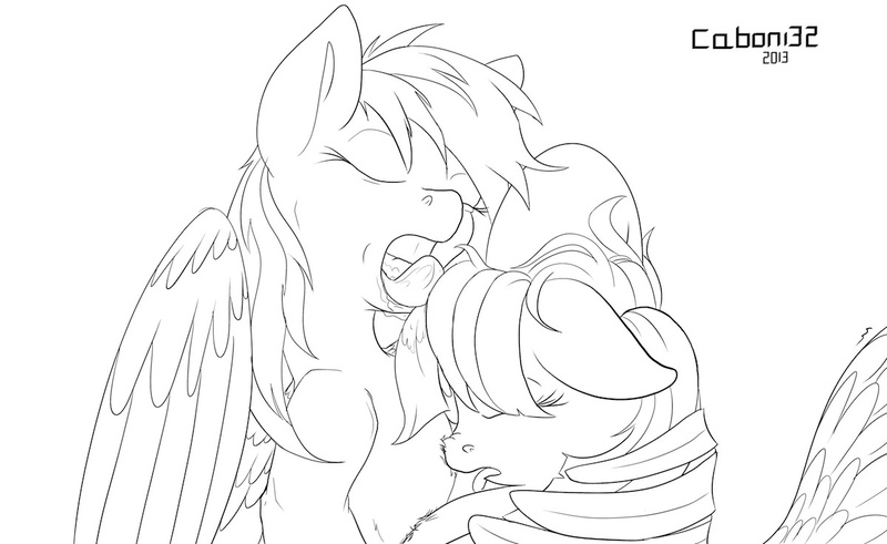 Size: 1200x736 | Tagged: suggestive, artist:caboni32, derpibooru import, rainbow dash, twilight sparkle, female, hornjob, lesbian, monochrome, shipping, twidash