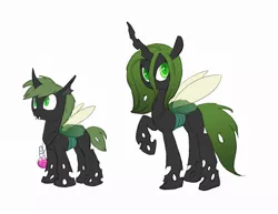Size: 974x750 | Tagged: artist:carnifex, changeling, changeling queen, changeling queen oc, commission, derpibooru import, female, green changeling, oc, oc:mayfly, original species, pseudochangeling, safe, simple background, unofficial characters only, white background