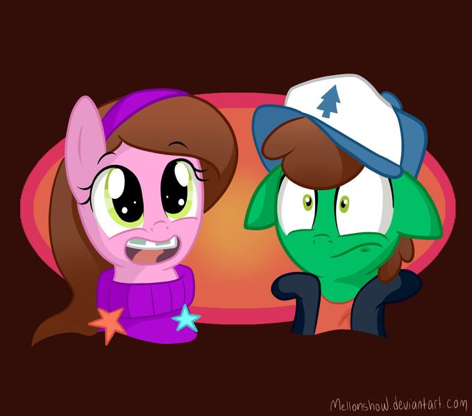 Size: 1700x1500 | Tagged: artist:mellonshow, derpibooru import, dipper pines, gravity falls, mabel pines, ponified, safe