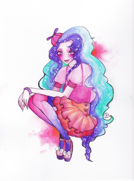 Size: 2552x3432 | Tagged: safe, artist:sparkling-dusk, derpibooru import, whizzer, human, g1, humanized, solo, traditional art, watercolor painting