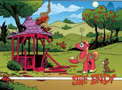 Size: 1040x771 | Tagged: safe, derpibooru import, big macintosh, winona, earth pony, pony, spoiler:comic, gazebo, male, stallion