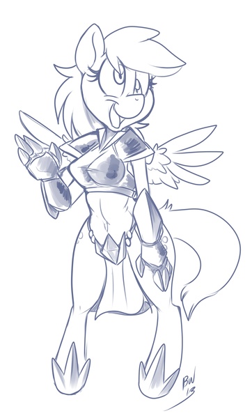 Size: 1780x2947 | Tagged: anthro, armor, artist:bluntwhiskey, derpibooru import, derpy hooves, epic derpy, safe, solo, unconvincing armor