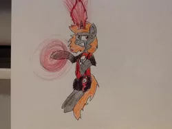 Size: 960x720 | Tagged: safe, artist:unicron, derpibooru import, oc, oc:incendia, unofficial characters only, pony, fanfic:antipodes, angry, crying, red lantern corps, solo, traditional art