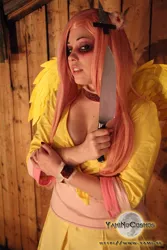 Size: 750x1125 | Tagged: artist:yaminocosmos, cosplay, derpibooru import, fluttershy, human, irl, irl human, knife, .mov, photo, pony.mov, safe, shed.mov, solo