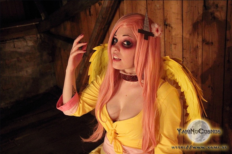 Size: 900x600 | Tagged: artist:yaminocosmos, cleavage, cosplay, derpibooru import, female, fluttershy, human, irl, irl human, .mov, photo, pony.mov, safe, shed.mov, solo