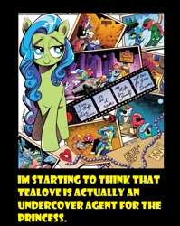 Size: 704x884 | Tagged: safe, derpibooru import, idw, applejack, big macintosh, princess celestia, rainbow dash, rarity, tealove, earth pony, pony, shark, zen and the art of gazebo repair, spoiler:comic, spoiler:comic10, aston martin, aston martin db5, car, catching the bouquet, clothes, disguise, dress, ernst stavro blofeld, file, for your eyes only, honeymoon, james bond, las pegasus, male, marriage, movie reference, nancy sinatra, on her majesty's secret service, parody, secret, skiing, snorkel, song reference, stallion, straight, sunglasses, teamac, thunderball, yellow words, you only live twice