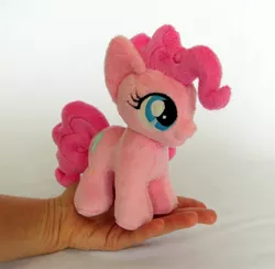 Size: 1600x1560 | Tagged: artist:fireflytwinkletoes, cute, derpibooru import, diapinkes, hand, irl, photo, pinkie pie, plushie, safe, solo