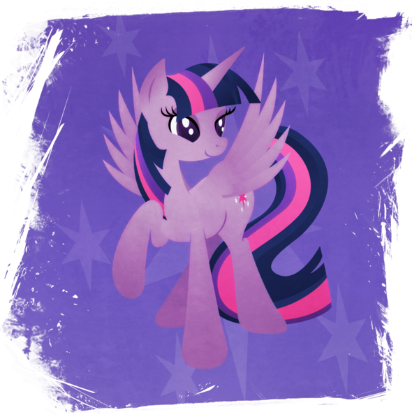 Size: 901x916 | Tagged: safe, artist:rariedash, derpibooru import, part of a set, twilight sparkle, twilight sparkle (alicorn), alicorn, pony, cutie mark, cutie mark background, female, hooves, horn, lineless, mare, raised hoof, smiling, solo, spread wings, wings