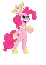 Size: 744x1052 | Tagged: safe, artist:kp-shadowsquirrel, artist:spier17, derpibooru import, pinkie pie, pony, .svg available, bipedal, crown, princess, solo, svg, vector