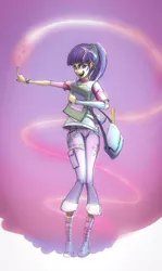 Size: 716x1200 | Tagged: artist:phoreen, derpibooru import, human, humanized, magic, safe, solo, twilight sparkle