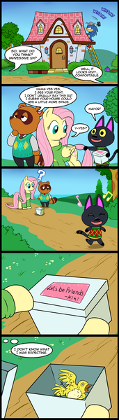 Size: 628x2200 | Tagged: animal crossing, arrested development, artist:madmax, cameo, clothes, comic, comic:the town, crossover, fluttershy, nintendo, parody, safe, sonic the hedgehog, sonic the hedgehog (series), sweater, sweatershy, tanooki, tom nook