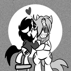 Size: 576x576 | Tagged: safe, artist:pembroke, derpibooru import, oc, oc:augold, oc:ink blot, unofficial characters only, pony, bipedal, heart, just ask ink blot, kissing