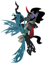 Size: 4703x6562 | Tagged: absurd resolution, antagonist, artist:benybing, chrysombra, couple, derpibooru import, female, king sombra, kissing, love, male, queen chrysalis, safe, shipping, simple background, straight, transparent background, vector