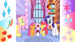 Size: 1581x883 | Tagged: apple bloom, applejack, cutie mark, cutie mark crusaders, derpibooru import, fluttershy, mane six, meme, pinkie pie, rainbow dash, rarity, safe, scootaloo, screencap, stare master, sweetie belle, twilight sparkle, youtube, youtube caption