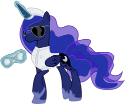 Size: 1566x1309 | Tagged: artist:totallynotabronyfim, cheap trick, clothes, cuffs, derpibooru import, dream police, magic, police, police officer, princess luna, reference, safe, simple background, solo, sunglasses, telekinesis, transparent background, uniform, vector