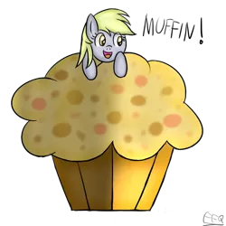 Size: 900x900 | Tagged: safe, artist:freefraq, derpibooru import, derpy hooves, pegasus, pony, female, giant muffin, mare, muffin, solo