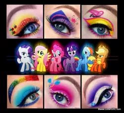 Size: 800x729 | Tagged: applejack, cutie mark, derpibooru import, eye, eyes, fluttershy, makeup, mane six, pinkie pie, rainbow dash, rarity, safe, twilight sparkle