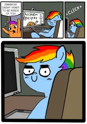 Size: 494x700 | Tagged: derpibooru import, implied cannibalism, implied sex, rainbow dash, safe, scootachicken, scootaloo, staredad