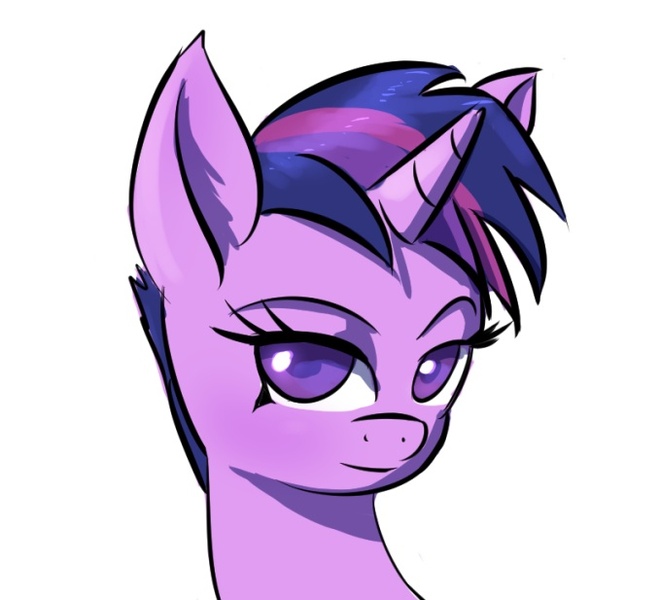 Size: 680x617 | Tagged: dead source, safe, artist:raikoh, derpibooru import, twilight sparkle, alternate hairstyle, portrait, short hair, short mane, simple background, solo, white background