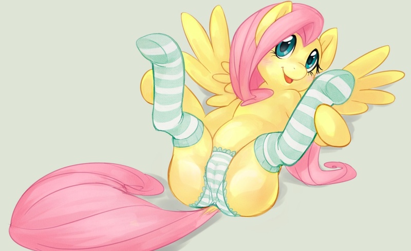 Size: 1280x783 | Tagged: adorasexy, artist:asksluttershy, cameltoe, clothes, cute, cute porn, derpibooru import, female, fluttershy, frilly underwear, hooves, on back, panties, questionable, sexy, shyabetes, socks, solo, solo female, spread legs, stockings, striped socks, striped underwear, underwear