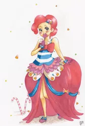 Size: 1528x2276 | Tagged: artist:daisken, clothes, derpibooru import, dress, gala dress, human, humanized, pinkie pie, safe, skinny, solo