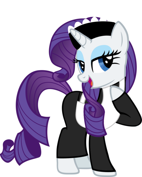 Size: 842x1050 | Tagged: artist:doctorxfizzle, clothes, clue, derpibooru import, maid, mrs. white, rarity, safe, simple background, solo, transparent background, vector