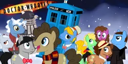 Size: 1070x536 | Tagged: dalek, day of the doctor, doctor whooves, eighth doctor, fifth doctor, first doctor, fourth doctor, ninth doctor, safe, second doctor, seventh doctor, sixth doctor, tardis, third doctor, time turner