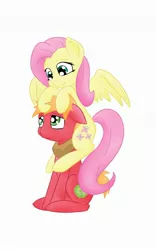 Size: 1800x2880 | Tagged: safe, artist:catopia26, artist:tenart, derpibooru import, big macintosh, fluttershy, earth pony, pony, fluttermac, male, pony hat, shipping, stallion, straight