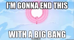 Size: 748x408 | Tagged: artist:misterdavey, derpibooru import, dragonball z abridged, image macro, pinkie pie, safe, smile bomb, smile hd, smiling, solo