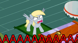 Size: 640x358 | Tagged: angry, animated, artist:mysteryben, derpibooru import, derpy hooves, epic rage time, rage, safe, screaming, solo, text, vibrating