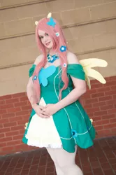 Size: 2848x4288 | Tagged: artist:darkerlink, clothes, cosplay, derpibooru import, dress, fluttershy, gala dress, human, irl, irl human, minami con, photo, safe, solo