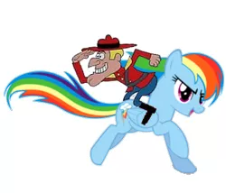 Size: 350x300 | Tagged: safe, derpibooru import, rainbow dash, human, pegasus, pony, crossover, dudley do-right, humans riding ponies, mountie, riding, royal canadian mounted police