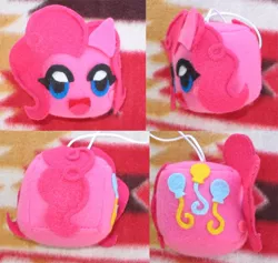 Size: 600x569 | Tagged: safe, artist:tofutastic, derpibooru import, pinkie pie, :d, open mouth, photo, ponk, smiling, tofu hanger