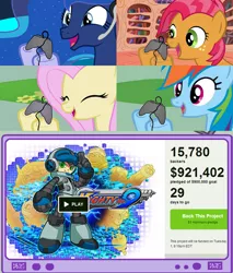 Size: 782x916 | Tagged: babs seed, beck, derpibooru import, exploitable meme, fluttershy, gamer babs, gamerdash, gamer luna, gamershy, hilarious in hindsight, keiji inafune, kickstarter, meme, mighty no.9, obligatory pony, princess luna, rainbow dash, safe, tv meme