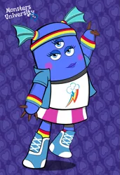 Size: 739x1080 | Tagged: safe, artist:cartuneslover16, derpibooru import, rainbow dash, oc, equestria girls, barely pony related, brynn larson, cosplay, crossover, monsters university, non-mlp oc, wat, why cartuneslover why?