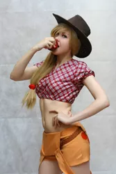 Size: 1000x1500 | Tagged: applejack, artist:arichka, belly button, cosplay, derpibooru import, human, irl, irl human, midriff, photo, safe, solo