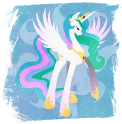 Size: 901x916 | Tagged: safe, artist:rariedash, derpibooru import, part of a set, princess celestia, alicorn, pony, cutie mark, cutie mark background, eyes closed, female, hooves, horn, lineless, mare, solo, spread wings, wings