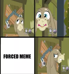 Size: 1307x1389 | Tagged: a friend in deed, cranky doodle donkey, derpibooru import, donkey, edit, edited screencap, forced meme, hub logo, meme, safe, screencap, transformers