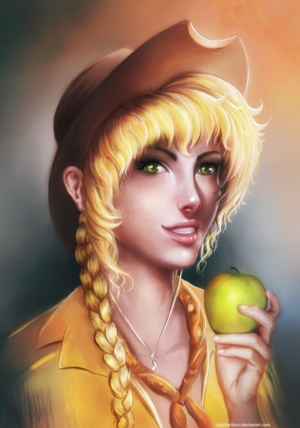 Size: 2722x3879 | Tagged: apple, applejack, artist:indiron, derpibooru import, human, humanized, obligatory apple, safe, solo