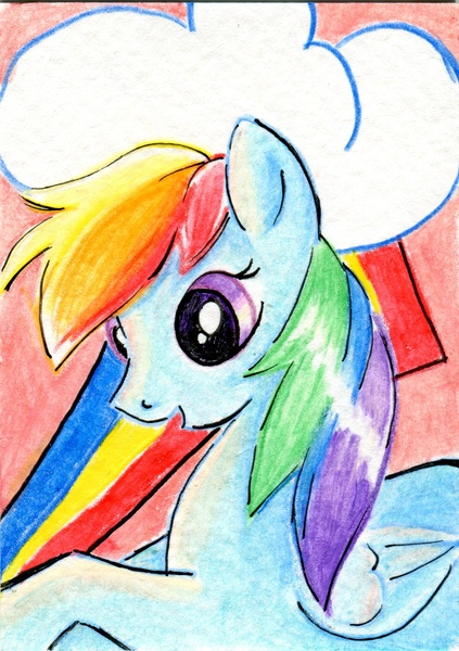 Size: 1484x2104 | Tagged: safe, artist:rayechu, derpibooru import, rainbow dash, solo, traditional art