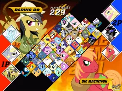 Size: 640x480 | Tagged: safe, artist:ilar17, derpibooru import, apple bloom, applejack, big macintosh, bon bon, braeburn, bulk biceps, daring do, derpy hooves, discord, doctor whooves, flam, flash sentry, flim, fluttershy, garble, gilda, iron will, king sombra, lightning dust, little strongheart, lyra heartstrings, mare do well, minuette, nightmare moon, octavia melody, pinkie pie, prince blueblood, princess cadance, princess celestia, princess luna, queen chrysalis, rainbow dash, rarity, rover, scootaloo, screwball, shining armor, spike, spitfire, sunset shimmer, sweetie belle, sweetie drops, time turner, trixie, twilight sparkle, vinyl scratch, zecora, oc, oc:fausticorn, oc:fluffle puff, oc:snowdrop, changeling, diamond dog, dragon, gryphon, pony, ursa minor, zebra, bloo (foster's), capcom vs snk 2, character select, cutie mark crusaders, fight, foster's home for imaginary friends, lauren faust, mojo jojo, parody, teenaged dragon, the powerpuff girls, video game, wall of tags