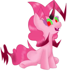 Size: 1000x1000 | Tagged: artist:dragonfoorm, ask king sombra pie, derpibooru import, king sombra, pinkie pie, possessed, safe, simple background, solo, transparent background