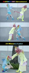 Size: 1998x5006 | Tagged: artist:blackfruitbat, artist:irrituslamia, boop, comic, cosplay, derpibooru import, fluttershy, human, irl, irl human, photo, rainbow dash, safe