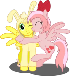 Size: 2048x2229 | Tagged: safe, artist:the-mystery-of-doom, derpibooru import, ponified, pegasus, pony, background removed, crossover, cuddles (happy tree friends), cute, giggles (happy tree friends), happy tree friends, hnnng, hug, simple background, transparent background