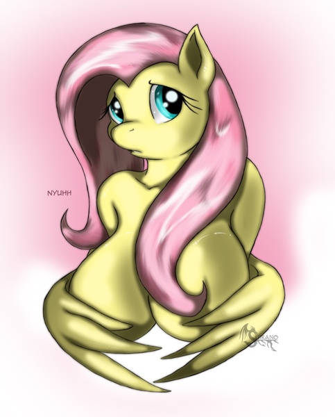Size: 900x1117 | Tagged: anthro, artist:suirano, big breasts, breasts, busty fluttershy, covering, covering breasts, cute, derpibooru import, female, fluttershy, nudity, solo, solo female, suggestive, wing covering