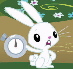 Size: 415x390 | Tagged: safe, derpibooru import, angel bunny, animated, clock, solo, stopwatch, watch