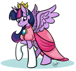 Size: 1000x940 | Tagged: safe, artist:wiggles, derpibooru import, twilight sparkle, twilight sparkle (alicorn), alicorn, pony, ask king sombra, clothes, cosplay, crossover, dress, female, mare, princess peach, princess twipeach, solo, super mario bros.