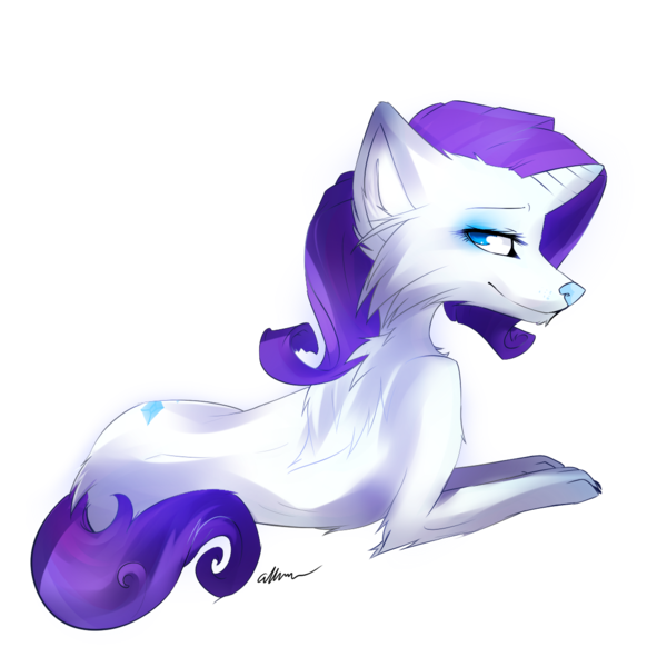 Size: 1181x1181 | Tagged: safe, artist:affanita, derpibooru import, rarity, wolf, solo, species swap, wolfity