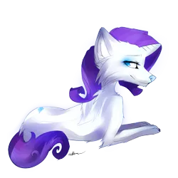 Size: 1181x1181 | Tagged: safe, artist:affanita, derpibooru import, rarity, wolf, solo, species swap, wolfity